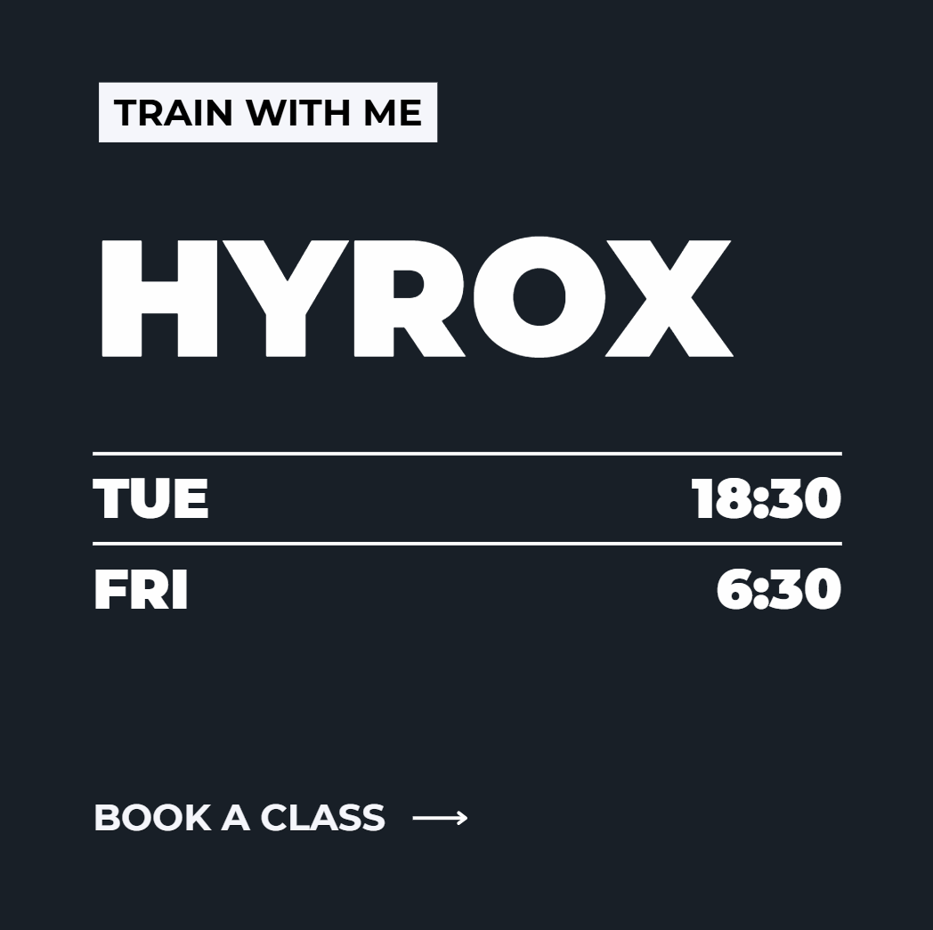 Train with me at HYROX on Tuesday at 18:00 or Friday at 6:30